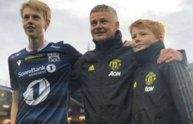 Karna Solskjaer's dad, Ole Gunnar Solskjaer and brothers.